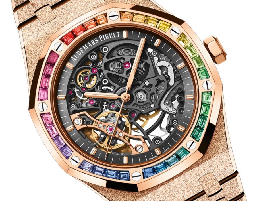 Uhren Audemars Piguet | Royal Oak Frosted Gold Double Balance Wheel Durchbrochen 18 Karat Ros Gold